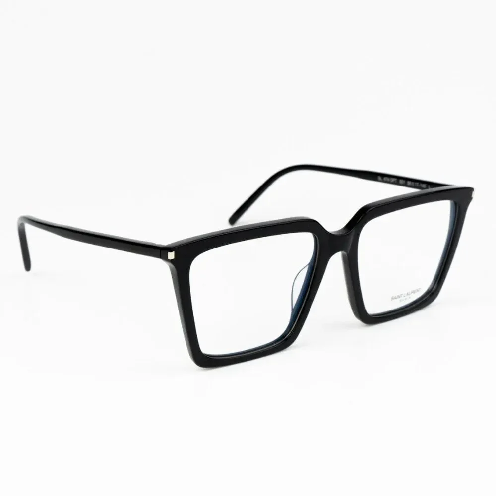 NEW Saint Laurent SL474OPT 001 Black Square Women Eyeglasses - Picture 5 of 11